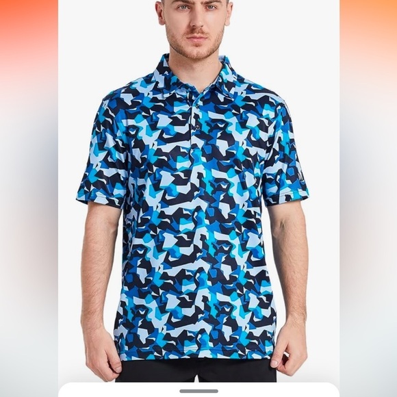 NWT Golf Polo Shirts Short Sleeve Striped Performance Moisture Wicking Dry Fit - Picture 2 of 6